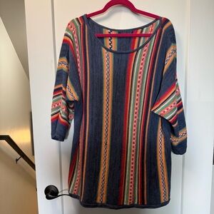 Chaps Oversized 3/4 Dolman Sleeve Knit Serape Southwestern Sweater Scoop Neck 1X